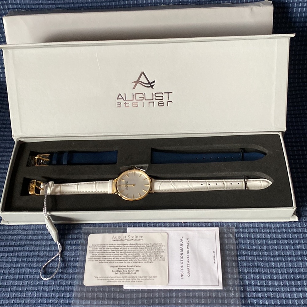 August Steiner NWT Interchangeable Band Quartz Watch Set